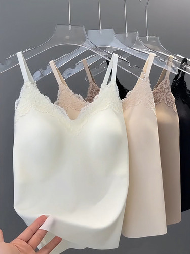 自带胸垫吊带背心女夏冰丝凉感可调节肩带收副乳显瘦内搭外穿