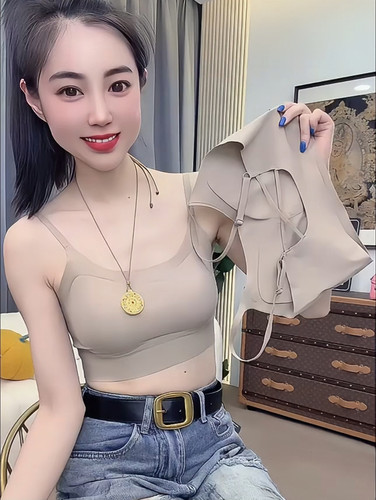 夏冰丝无痕打底美背交叉背心式裹胸调节肩带加厚胸垫固定杯女内衣