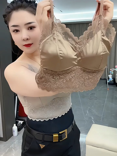 抹胸美背短款内衣蕾丝女夏季文胸带胸垫一体式性感蕾丝V领打底衫