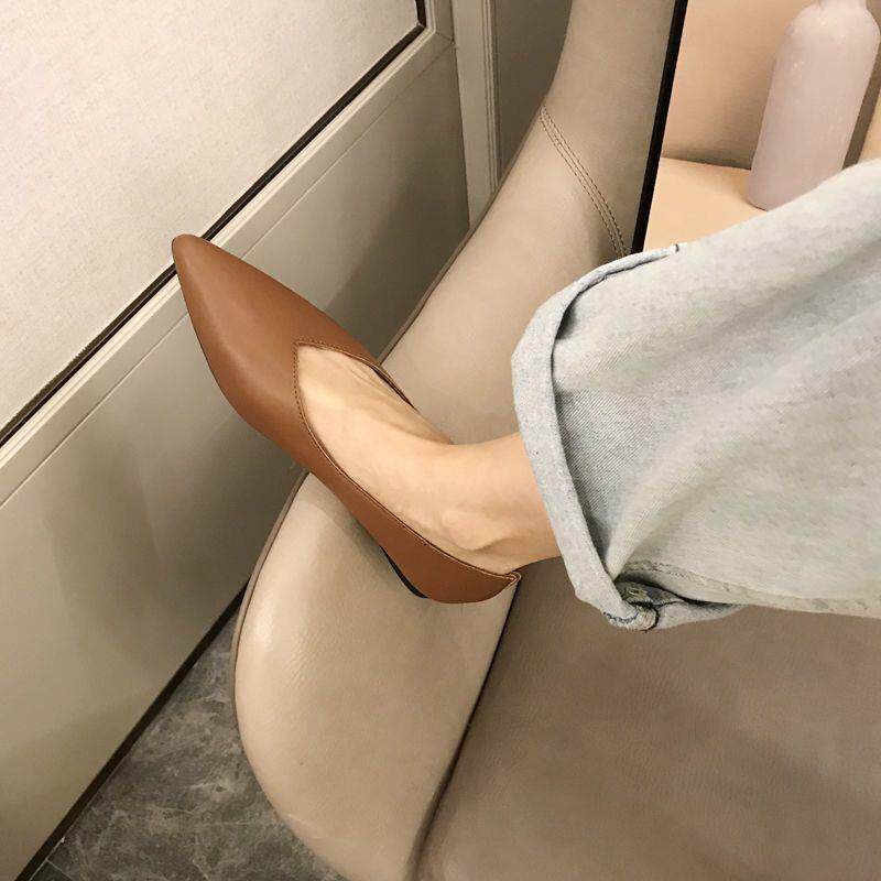 单鞋小码31 32 33尖头工作鞋春秋新款平底奶奶鞋软底大码女鞋4143