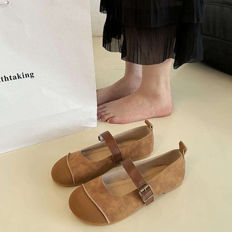 大码女鞋41一43宽胖脚勃肯鞋女豆豆鞋春秋2026新款平底单鞋软底42