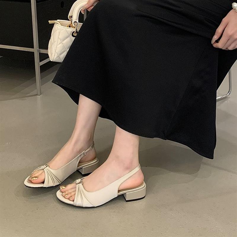 软底法式绝美细带露趾粗跟凉鞋女夏季2026度假风配裙子罗马鞋子潮