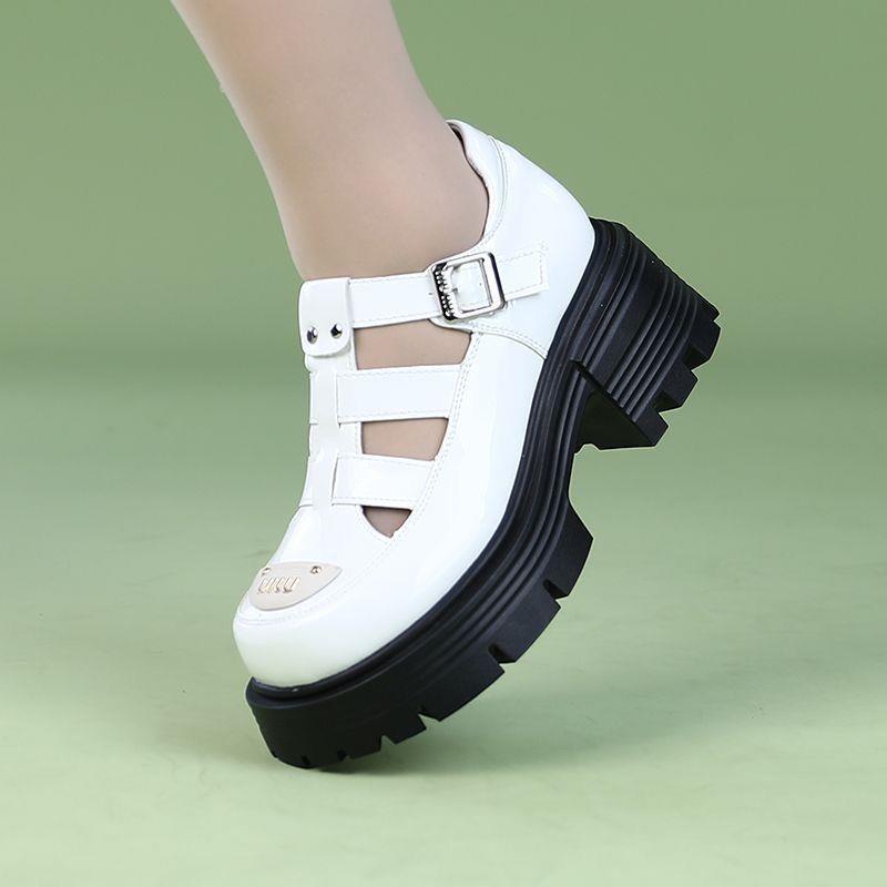 真软皮凉鞋女2026夏季新款松糕底罗马凉鞋高邦镂空露趾女凉鞋百搭