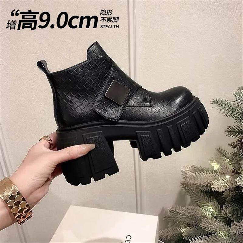 春秋款马丁靴女英伦风2026新款超高跟小个子厚底增高鞋短靴时装靴