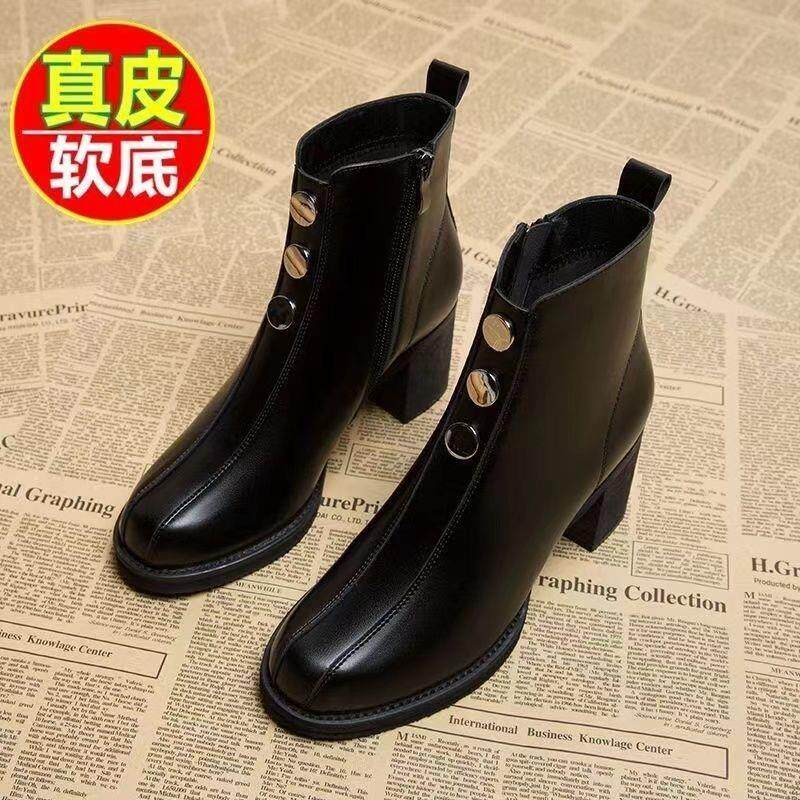新品断码高跟女短靴2026款百搭春秋单靴瘦瘦中跟粗跟秋冬女靴子