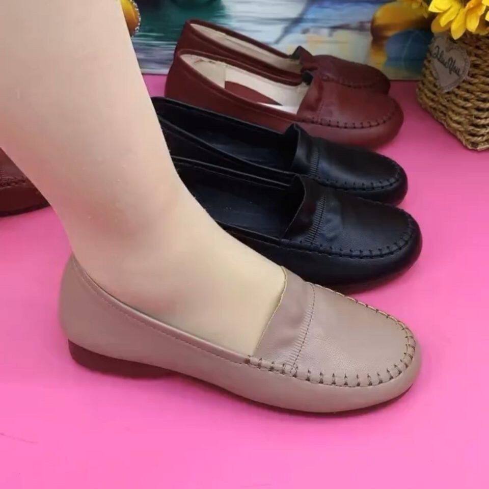 妈妈鞋一脚蹬单鞋女2026春秋新款平底休闲软鞋防滑牛筋底舒适轻便