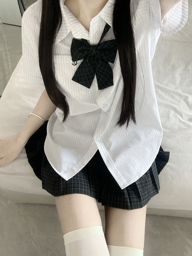 鱼丸原创jk校供感夏季短袖衬衫