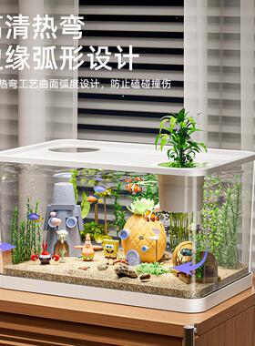 鱼缸水族箱桌面金鱼缸生态造景过滤制氧一体机客厅家用带盖造景缸