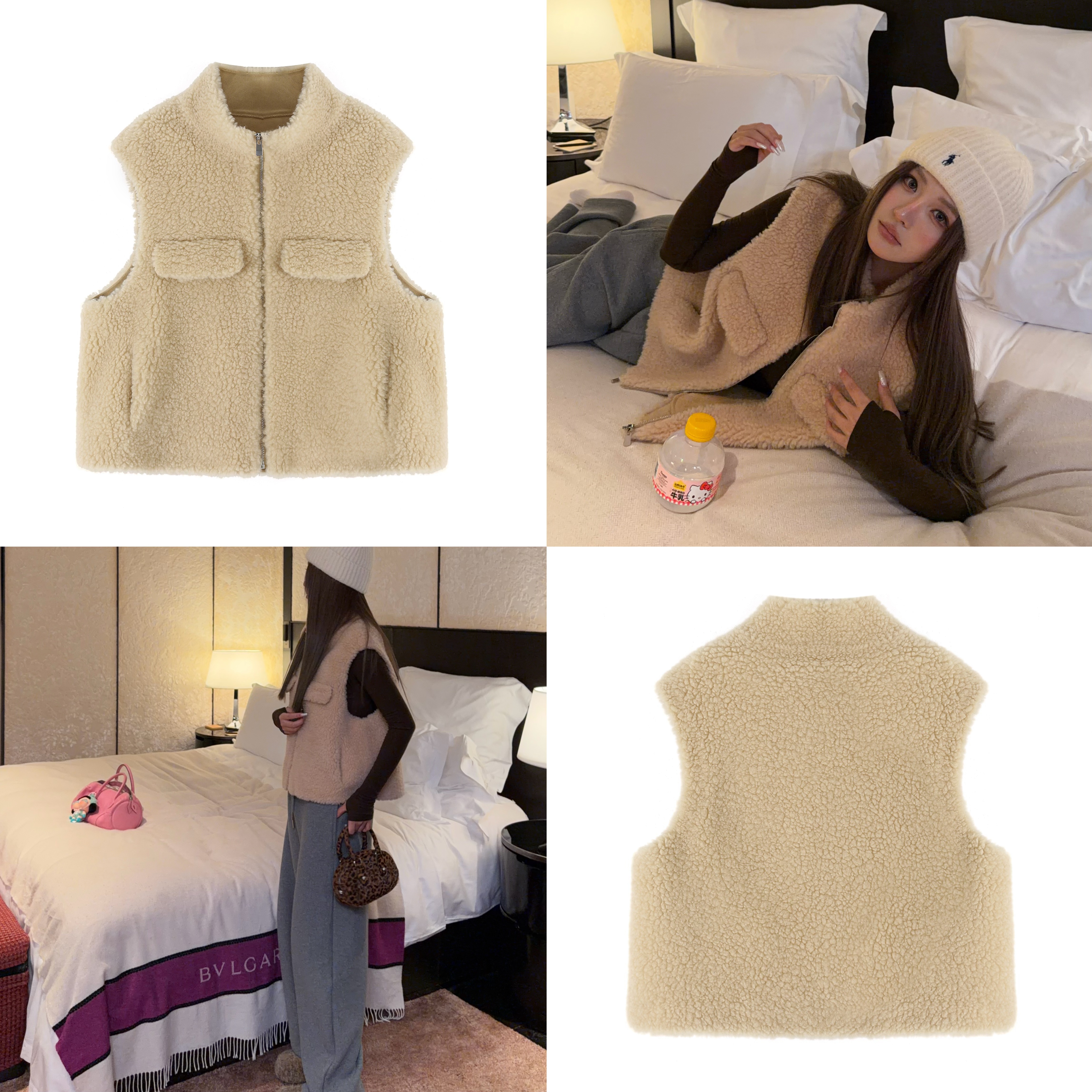 奶呼呼！立领羊羔毛马甲1018