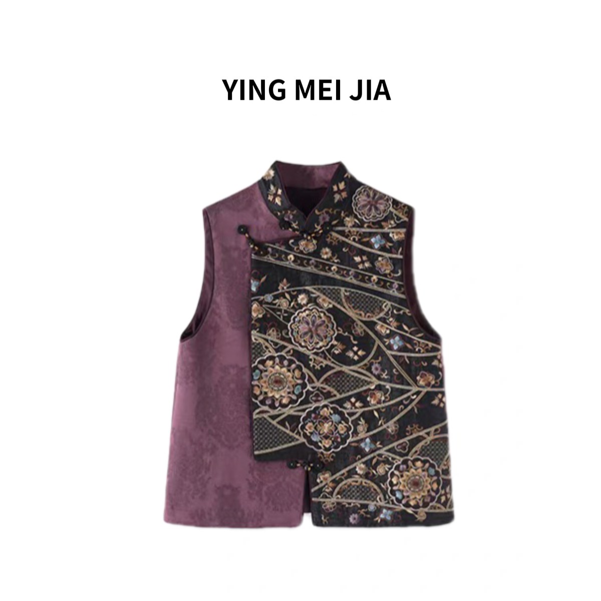 真丝马甲新中式立领重工刺绣