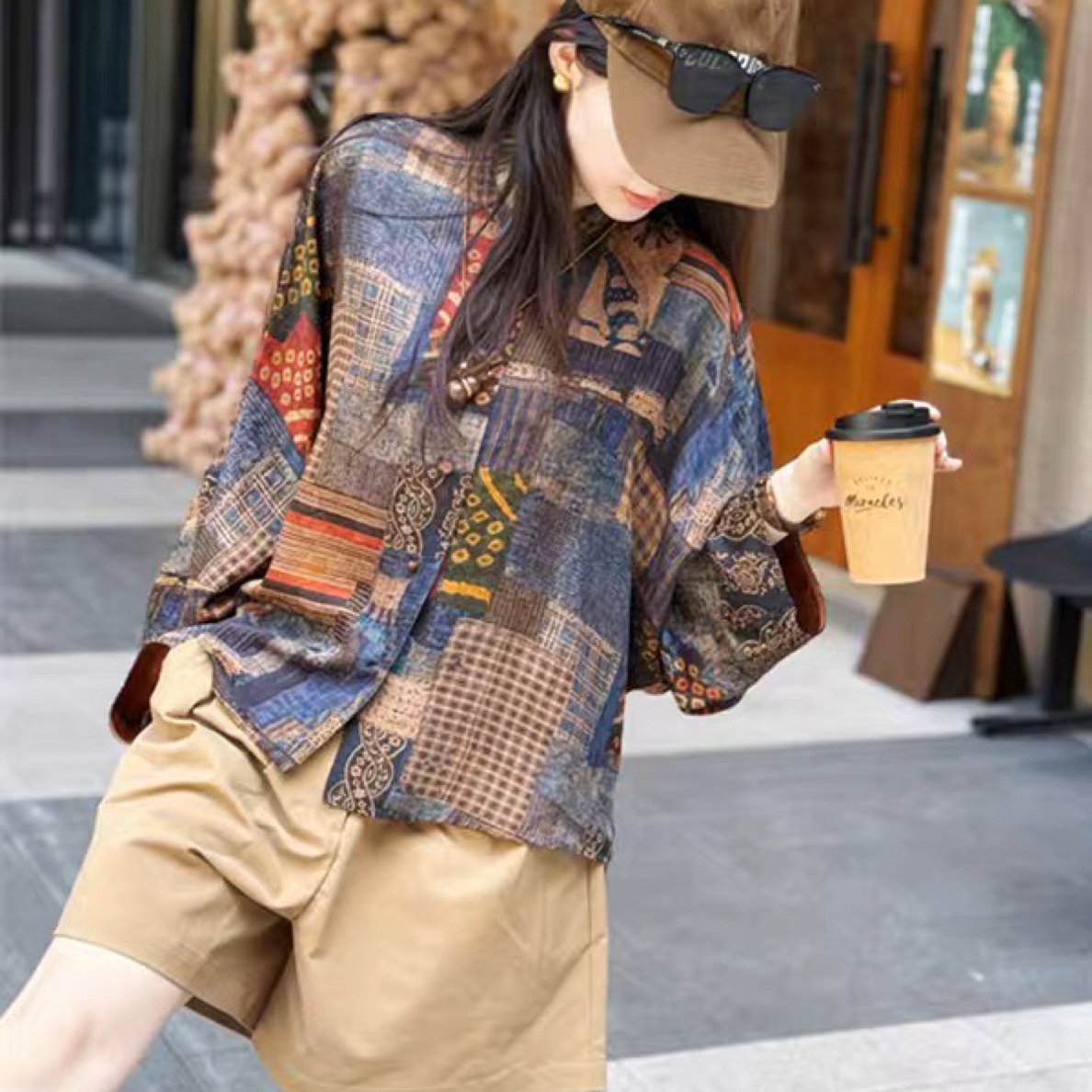 DY3087樱美嘉100桑蚕丝真丝香云纱早秋女上衣长袖衬衫百家布老钱