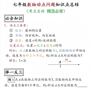 25秋新七年级上册数学数轴动点问题专项练习知识点每日一练小纸条