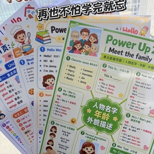 新版Powerup0-5级彩色思维导图知识清单同步配套课后练习彩印资料