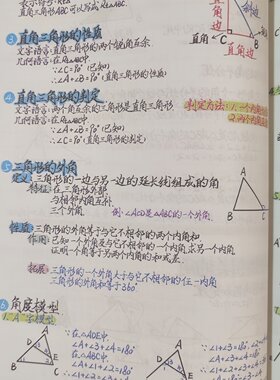 初中数学名师笔记三年全部内容重点难点易错点手写彩印笔记本