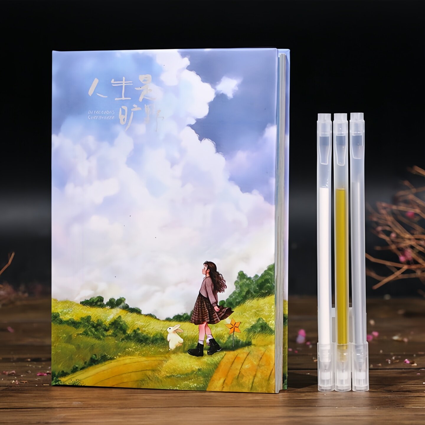 女孩复古风日记本手账本可爱韩版学生全彩页插画记事本厚笔记本子