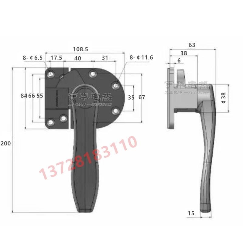 蒸箱门把手烘 箱烤箱迫紧密封门锁 海鲜蒸柜设备机箱密闭压紧拉手