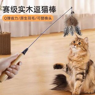 CFA赛级逗猫棒羽毛替换头耐咬幼猫用品猫咪玩具手柄手持宠物玩具