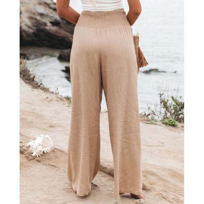 ! Spring and summer casual wide leg cotton linen loose pants