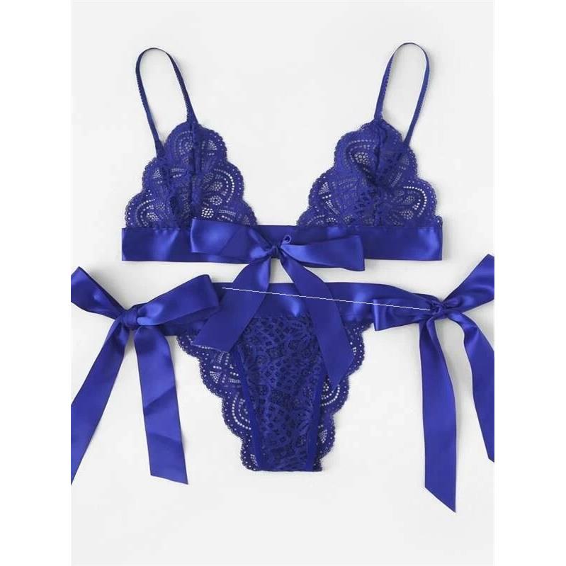 Sexy lingerie Sexy women's three-point bow split underwe