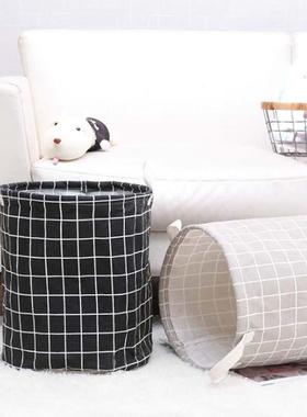 Cotton Linen Laundry Basket Bag Foldable Clothes Organizer W