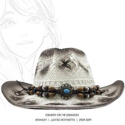 New women's beach hat cowboy straw caps sun hat 西部牛仔草帽