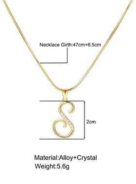 26 English letter necklace 26英文字母项炼铜镶锆石蛇炼锁骨炼