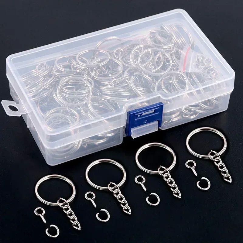 50/100PCS DIY Silver Metal Plated Blank Keyring Keychain Spl