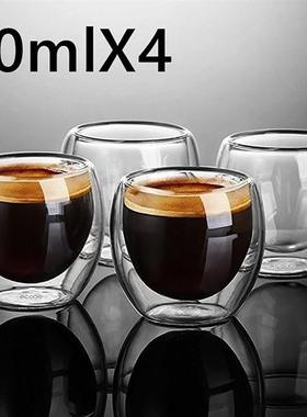 New 6Pcs 80ml 2.7oz Glass Double Walled Heat ulated Tumbler