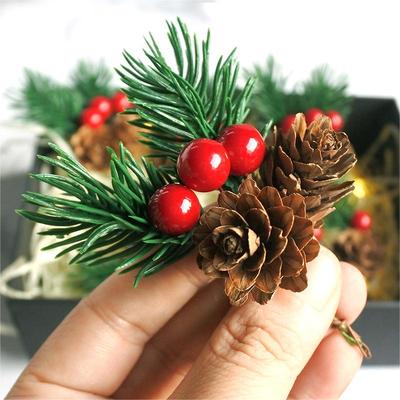 10pcs Christmas Red pine cone pendant DIY gift box accessori