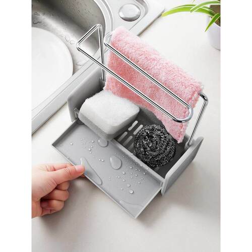 Stainless steel kitchen sponge towel hanger stand rack