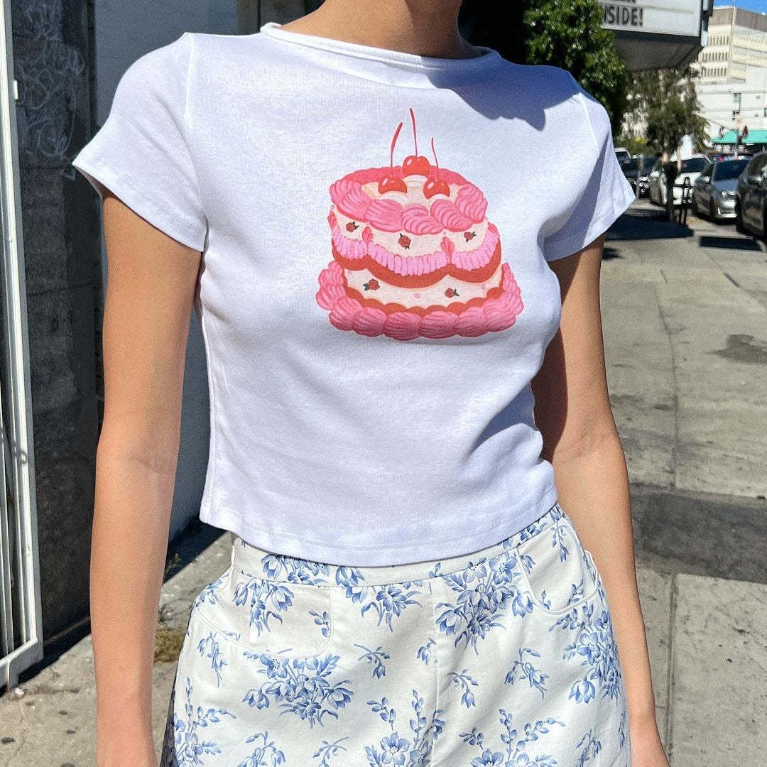 Y2k cotton short sleeved women's short sleeved T-shirt