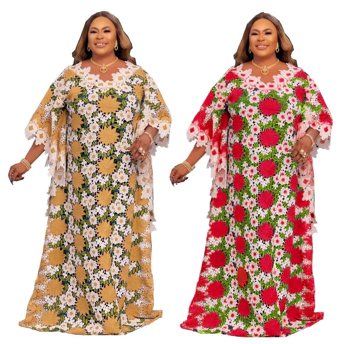 African Dresses for Women 2025 African Clothes Dashiki V-nec