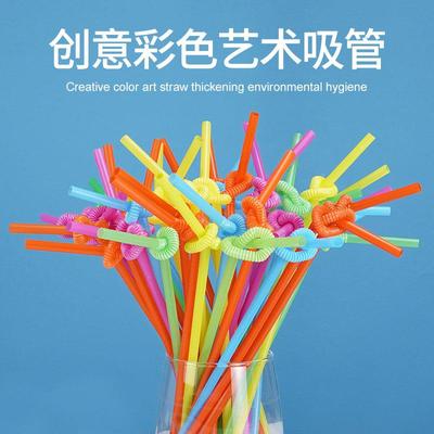 Disposable Plastic Straws Colorful Party Event Drink 6*190mm