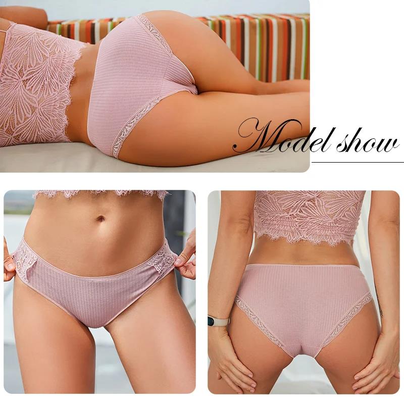 3Pcs/set Women Cotton Panties Low-Rise Underwear条纹女士内裤