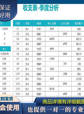 原创设计收支表季度分析EXCEL表格WPS定制
