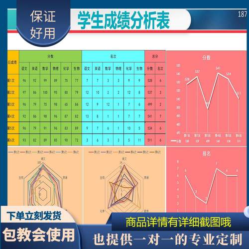 原创设计学生成绩分析表EXCEL表格WPS系统定制