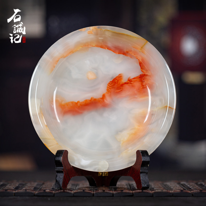 石诚记玉石果盘零食盘现代家用创意客厅茶几佛前供奉用品贡品摆件