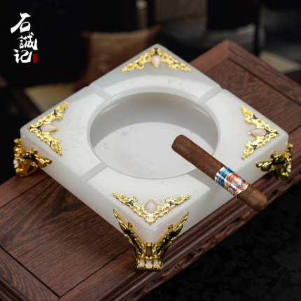 石诚记欧式轻奢玉石烟灰缸大号创意个性礼品高档酒店ktv雪茄烟缸