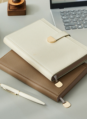 笔记本本子a5简约商务办公工作会议用记录记事本精致软皮大学生成人加厚横线日记本高档礼盒套装可定制印logo