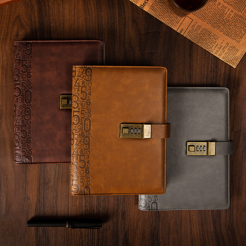 密码带锁活页笔记本子复古风