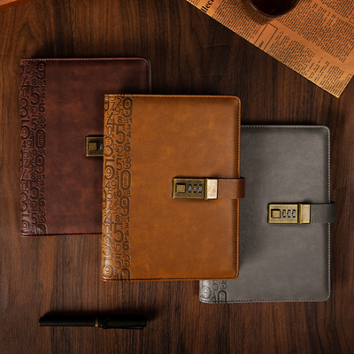 密码带锁活页笔记本子复古风