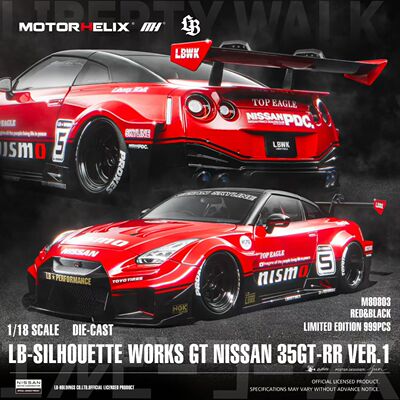MOTORHELIX MH 1:18 尼桑GTR 35GT-RR LBWK超级剪影 合金汽车模型