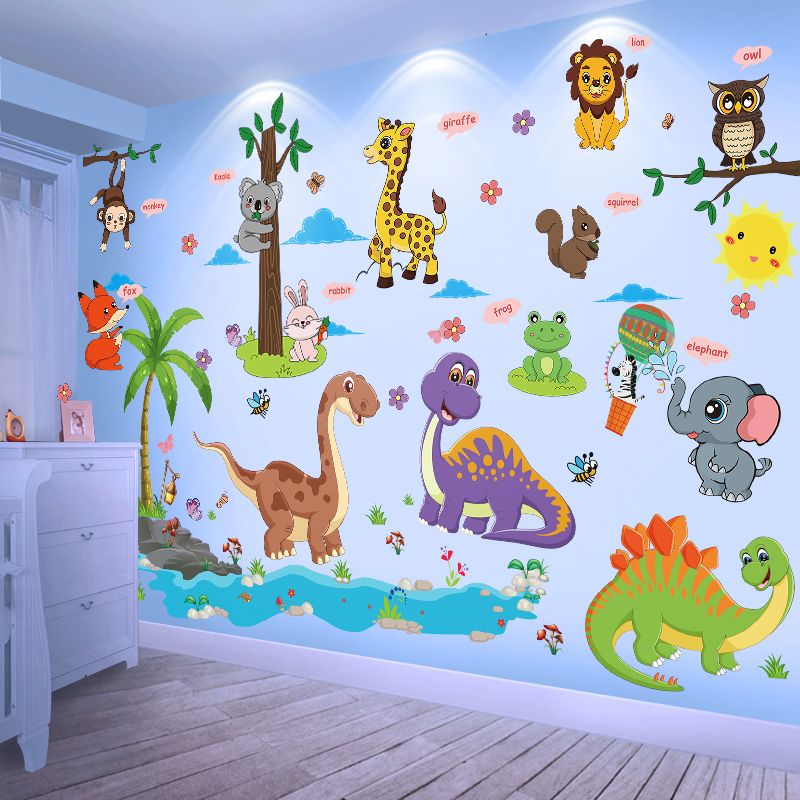 卡通墙贴幼儿园墙面装饰教室布置贴画动物小图案贴纸儿童房间墙纸图片