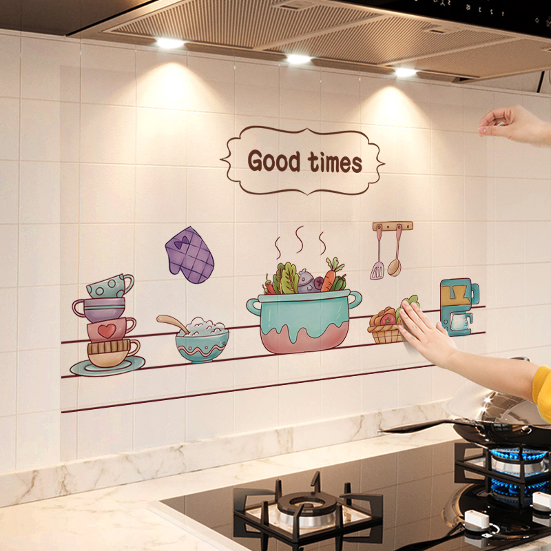 厨房防油贴纸自粘耐高温防水加厚不沾油台面瓷砖墙面透明墙贴墙纸