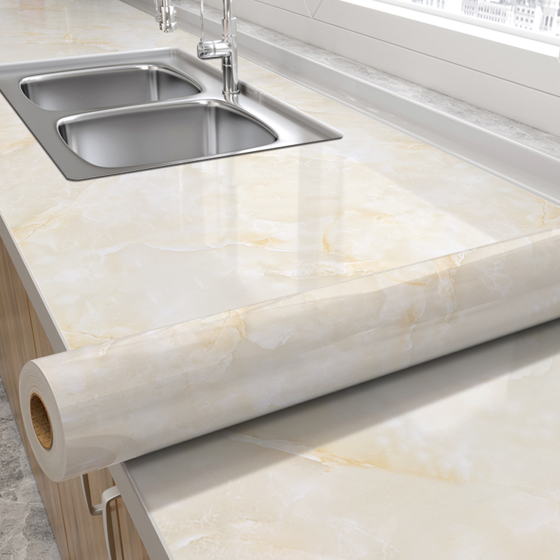 厨房防油贴纸自粘防水防油大理石桌面餐桌子茶几家具翻新加厚墙纸