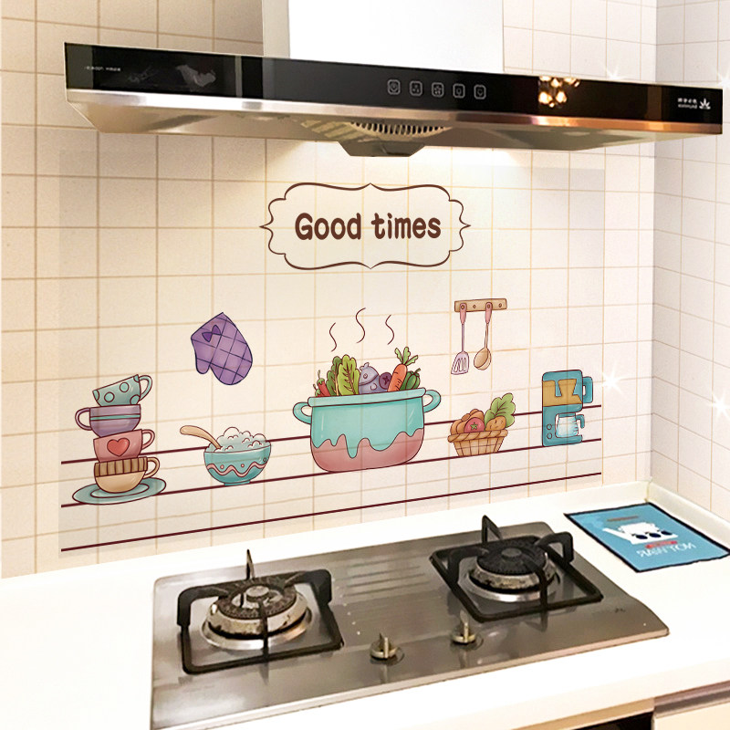 厨房防水防油贴纸自粘柜灶台用瓷砖墙壁纸创意家用耐高温美化台面