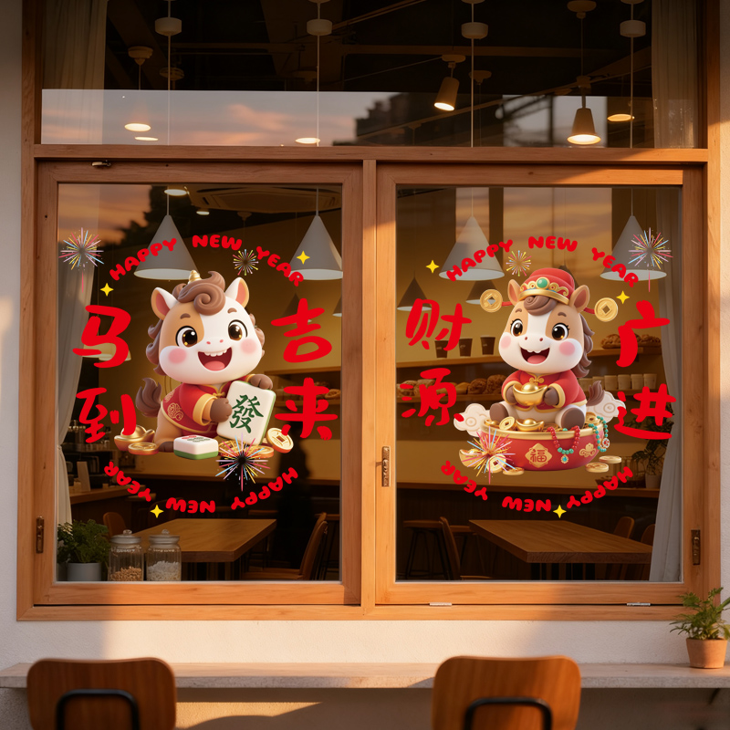 2026元旦新年气球静电玻璃门贴纸