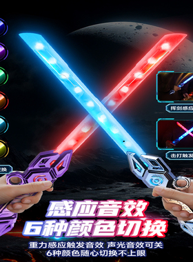 新款雷腾声光剑炫酷双头手指旋转激光剑伸缩闪光刀刃儿童发光