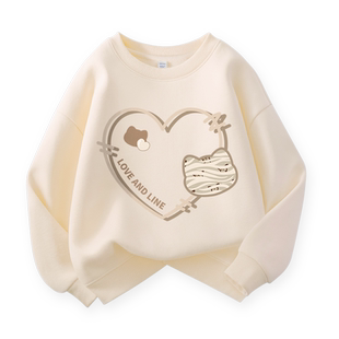 真维斯童装女童卫衣春秋款儿童春装圆领加绒上衣女孩洋气运动春装