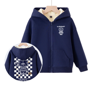 真维斯童装男童加绒外套男孩秋冬款男大童加厚儿童冬季卫衣开衫衣